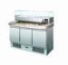 Curved Glass Stainless steel Pizza Prep Table Fan Cooling For Cafe S903 PZ/380