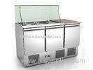 Glass Cover Stainless Steel Saladette Counter Fridge / Salad Display Fridge