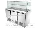 Curved Glass R134a Gastronomie Saladette Counter Fridge 390L For Kitchen