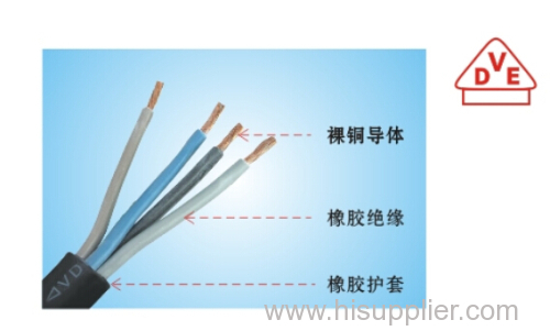 High quality VDE standard 4./5 cores rubber insulated copper condctor electrical wire