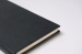 Embossed cover black calf-bound leather diary with black ribbons