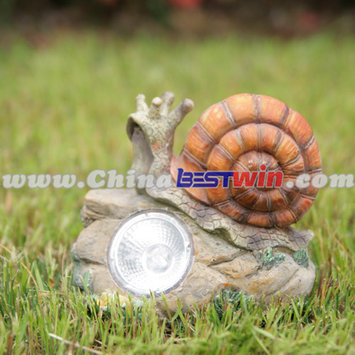 Garden Decor Post Solar Powered Light Resin Snail