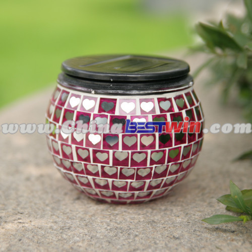 Garden Decor Post Solar Powered Light Heart Jar