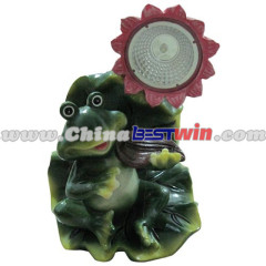 Garden Decor Post Solar Powered Light Frog Lotus