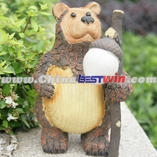 Garden Decor Post Solar Power Light Bear