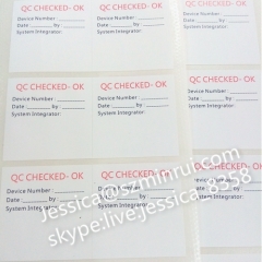 High Quality Competitive Price Inspection Label Custom QC Tamper Evident Stickers for Calibration