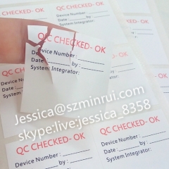 High Quality Competitive Price Inspection Label Custom QC Tamper Evident Stickers for Calibration