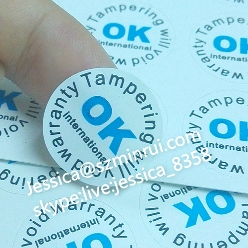 Shenzhen Minrui offer Custom Do Not Remove Round Warranty Void Stickers Breakaway Destructible Labels