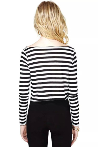  100% cotton new desgin  lady fashion casual o-neck striped shirt  China dress manufacturers dress oem