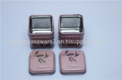 Square Metal Jar in Mini Size With Suitable Lid and Chinese Style Painting