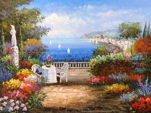 100% Handmade High Qualitty Mediterranean Oil Painting for Living Room