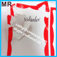 Custom printing UV ink non-removable feature red border blank destructible eggshell sticker for wholesale