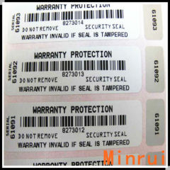 Rectangle Customized Bar Code Labels for Tamper Security Ultra Adhesive Barcode Asset Tags