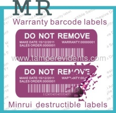 Kinds of Printed Barcode Stickers Printing Different Patterns and Colors Use As Security Lable