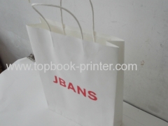 Custom designed gold stamping craft paper packaging bag with white cotton rope