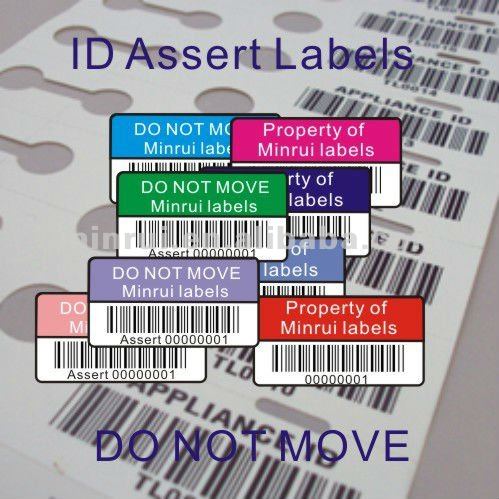 Minrui Customized Asset Identification Labels of Different Color Security Code Stickers Printing Company ID