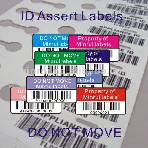 Customized Asset Identification Labels of Different Color Security Code Stickers Printing Company ID