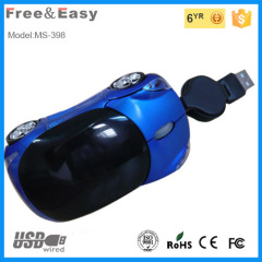 retractable cable mini car shaped mouse