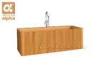 Freestanding Natural Solid Rectangular wood bath tub / soaking tub OEM