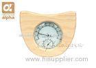 Polishing Natural Wooden White Pine Sauna Thermometer Hygrometer with Fan Shape