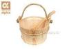 Natural Finnish Spruce 4L Wooden Sauna Water Bucket And Ladles With Plastic Liner