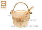 Natural Finnish Spruce 4L Wooden Sauna Water Bucket And Ladles With Plastic Liner