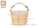 Smooth Surface White Pine Wooden Turkish Sauna Bucket And Ladle With Plastic Liner