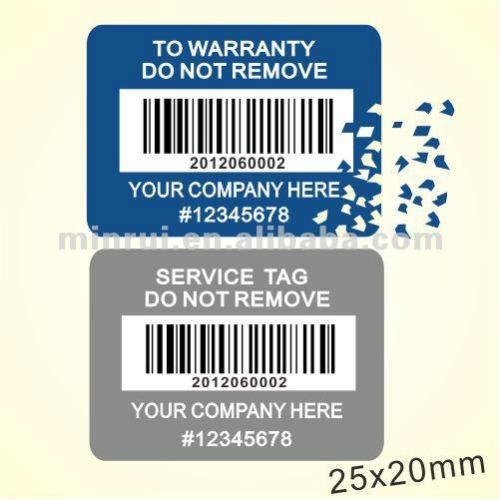 Minrui Best Price and Belivable Quality Tamper Evident Warranty Stickers Printed Barcode As Seal Sticker