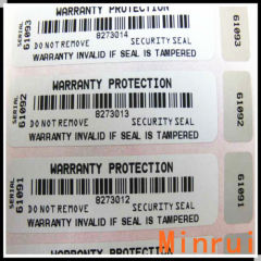 Best Price and Belivable Quality Tamper Evident Warranty Stickers Printed Barcode As Seal Sticker