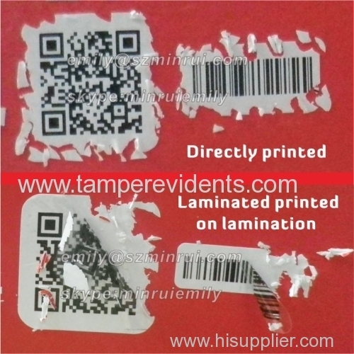 securtity tamper evident QR code and barcode unique number stickers