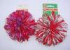 Professional 3.5&quot; Red Velvet Fancy Holly Confetti Sticker Bow with Flocked ribbon