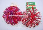 Professional 3.5" Red Velvet Fancy Holly Confetti Sticker Bow with Flocked ribbon