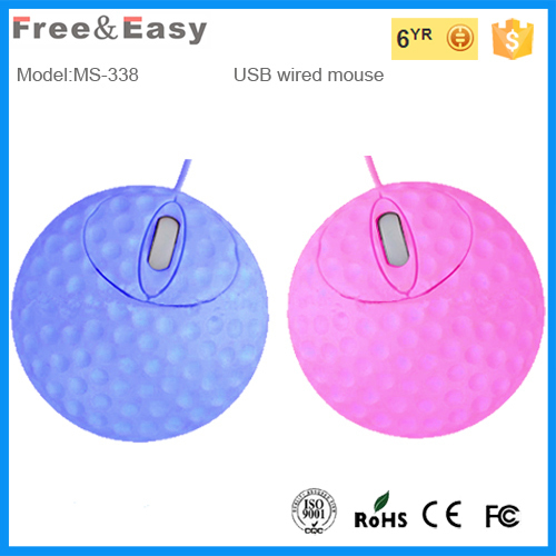 Colorful 3D mini optical computer wired round circinal golf mouse