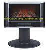 2 in 1 freestanding fireplace heater in black frame with silver bar used indoor