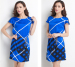Wholesale plus size maxi dress summer o-neck short sl e eve women print dress China dress factory supplier