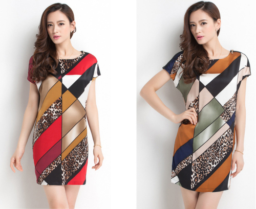 2015 hot sale lady fashion causal style o-neck patchwork women dressChina dress odm service