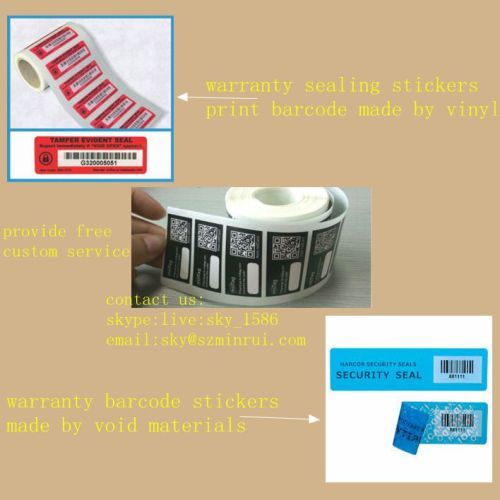 Minrui Customized Material Security Barcode Seals Lables for Warranty If Label Removed Free After-sales Void