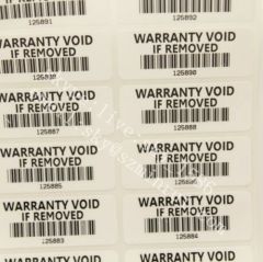 Customized Material Security Barcode Seals Lables for Warranty If Label Removed Free After-sales Void