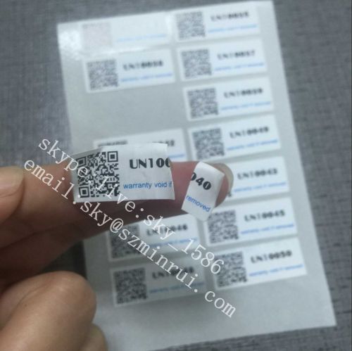 Large Quantity Custom Self Adhesive Ultra Destructible Vinyl Matte White Color Warranty Labels Materials