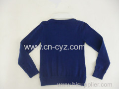 Girls' Navy Blue V neck 12G Sweaters