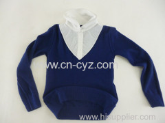 Girls' Navy Blue V neck 12G Sweaters