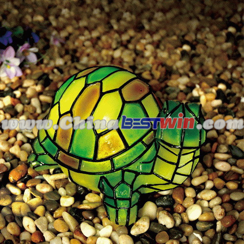 Resin Colorful Mosaic Turtle Solar Garden Statue