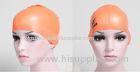Light Weight Orange University Silicone Swim Caps For Large Heads / Dreadlocks