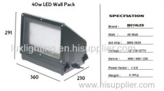 3600LM IP65 40W Square shape LED wall pack light outdoor LED wall pack light