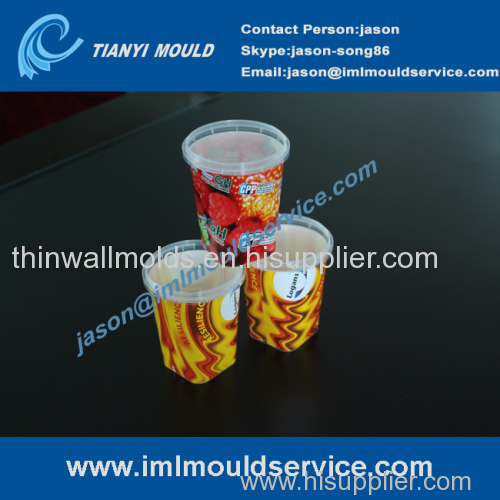 thin wall containers mould tools/ iml cup container mould service / iml plastic molding maker