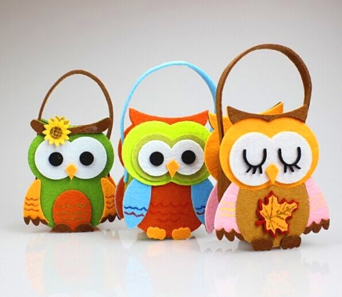 Festival promotion owl shape hand made non-woven basket