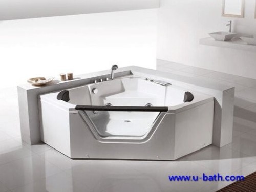 U-BATH corner 2 persons glass bathtub on sale