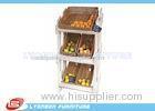 3 Tiers Fruit Wooden Display Stands MDF White Painted For Supermarket