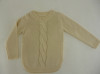 Girls' Pure Color Crew Neck Cable Knit Sweaters