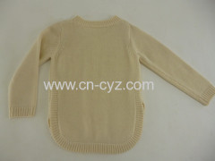 Girls' Pure Color Crew Neck Cable Knit Sweaters